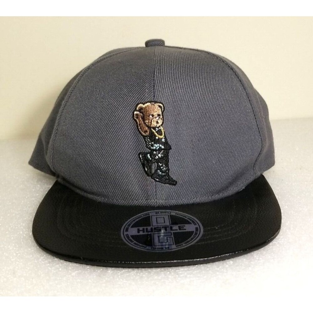 Hustle Bear New Leader TL Embroidery Snapback Bear Hustle Adult Gray Cap Hat